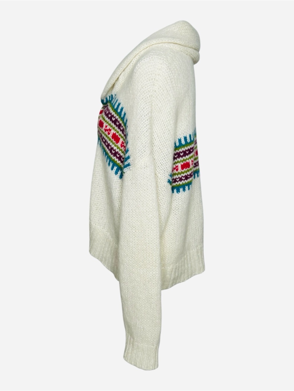 XIRENA Waylon Shawl Collar Fair Isle Alpaca Cardigan Ivory Small - Picture 4 of 12